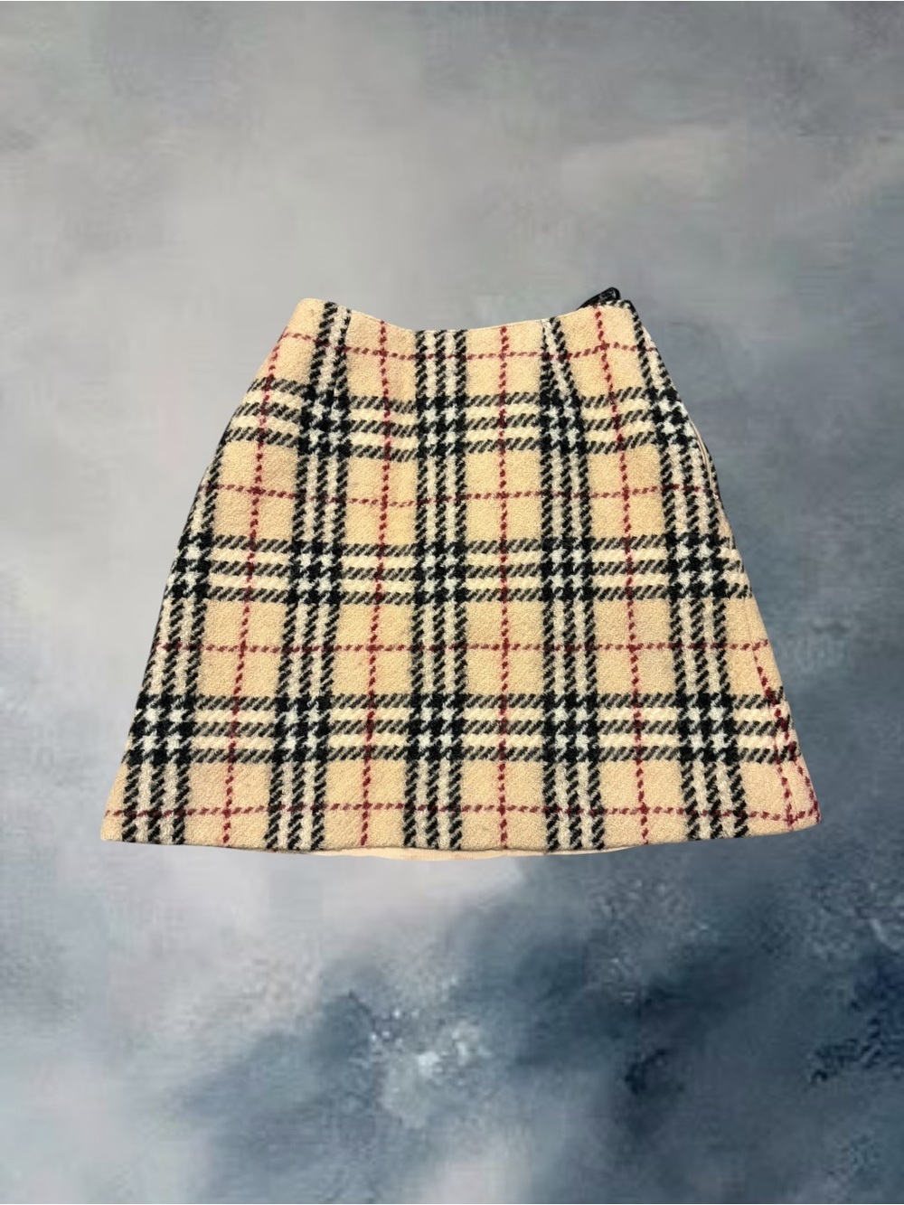 Burberry woolClassic Plaid A-Line Skirt in Cream and Black image 2